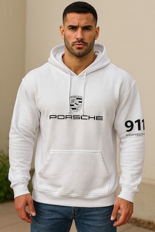 Hmo Store Unisex Porsche 911 Beyaz Hoodie Şık & Spor Kapüşonlu Beyaz