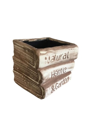 Orta Boy Dekoratif Eskitme Kitap Saksı Kahve Köpüğü