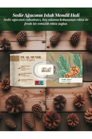 Fibril Sedir Ağacı Kokulu Islak Mendil 24 x 90'lı Paket 2160 Yaprak