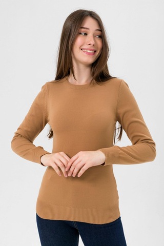 Miss Poem Kadın Uzun Bisiklet Yaka Basic Kışlık Camel Triko Kazak Camel