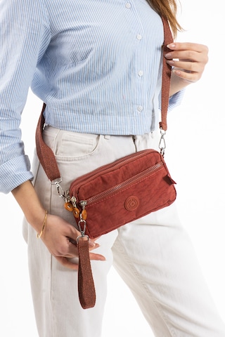 Nemo Bags Kiremit Unisex Cüzdan, 4 Gözlü, Telefonluk, Crinkle Kumaş, Çapraz Askılı Omuz Çantası, 20x12cm Kiremit