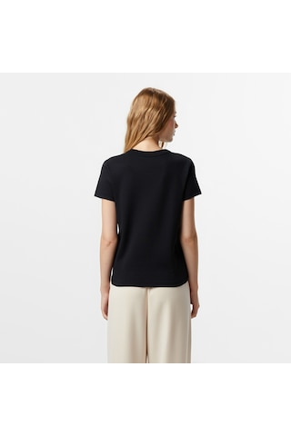 Nautica Kadın Siyah Classic Fit T-shirt Düz 57v700t Siyah