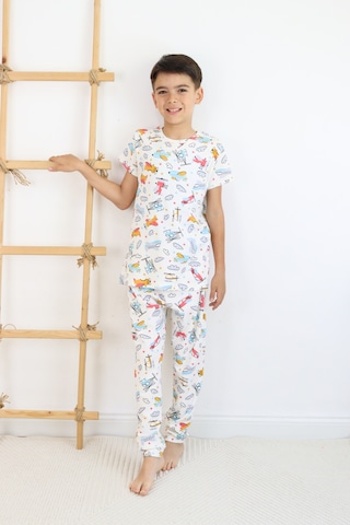 Harika Kids Erkek Çocuk Baskılı Pamuklu Penye Kumaş Pijama Takımı 001