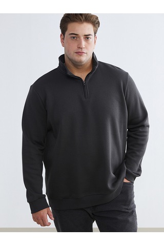 Lcwaıkıkı Classic Antrasit Büyük Beden Dik Yaka Erkek Sweatshirt
