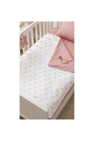 % 100 Pamuk Fiyonklu Bebek Nevresim Takımı Pembe