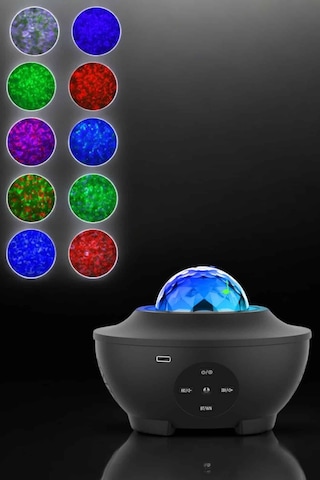 Projektör - 579 - Yıldız Gece Lambası Disko Topu Bluetooth Bağlantılı - Csmo-tex - Tnabilir Şarjlı