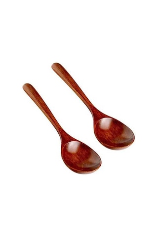 Fastbuy 2'li Japon Tarzı Ahşap Ramen Kaşığı Çorba Kaşığı Pho Kaşığı Yulaf Lapası Kaşığı Ahşap Sofra Takımı