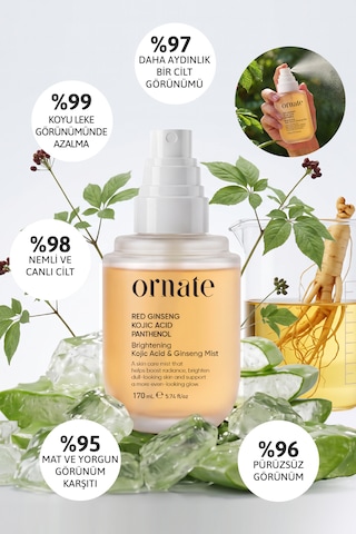 Kojic Acid, Ginseng İçeren Koyu Leke, Kararma, Görünümü Karşıtı, Ton Eşitleyici Ve Canlandırıcı Tonik Yüz Misti 170 Ml