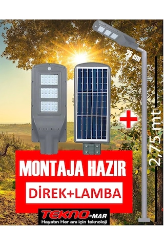 60W Solar Sokak Lambasi + 3M. Lamba Direği