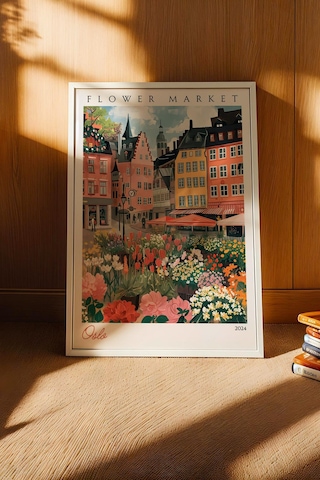 Oslo Norveç Çerçeveli Tablo Seyahat Severlere Salon Ve Ofis İçin Estetik Duvar Dekoru Travel Flower Market