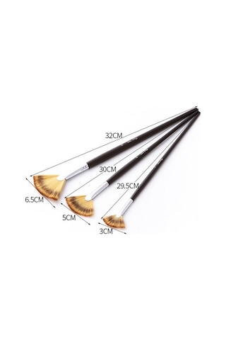 Willowhaven 3 Adet Balık Kuyruğu Guaj Fırçası Siyah, Naylon Yün, 38,5x10,5 Cm, Ahşap, Akrilik, Yağlı Boya İçin
