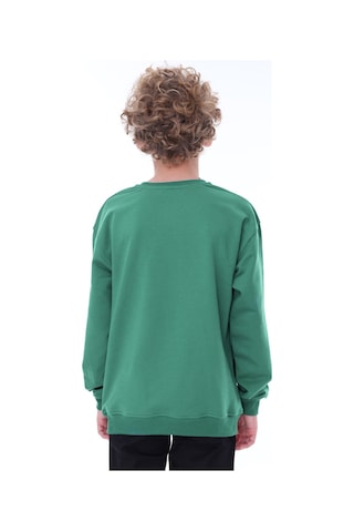 Zuzunga Oversize Unisex Basic Düz Yeşil Renk %100 Pamuk Çocuk Sweatshirt Yeşil
