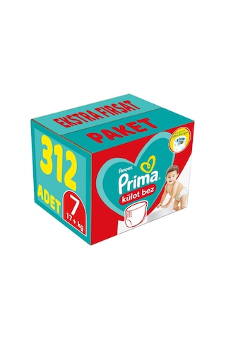 Prima Pampers Külot Bebek Bezi 7 Beden 2Xlarge Ekstra Fırsat Paket 312 Adet 6'lı