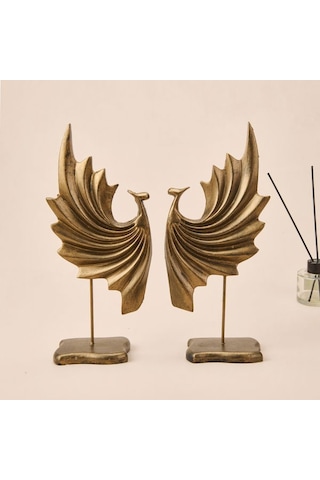 Evidea Deco Dragon 2'li Dekor - Gold - 32 Cm