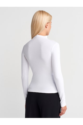 Dilvin 31433 Yarım Balıkçı Yaka Top-beyaz Beyaz