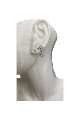 Kutup Yıldızı Tragus Pearsıng Çelik Kıkırdak Küpe 1 Adet Gümüş