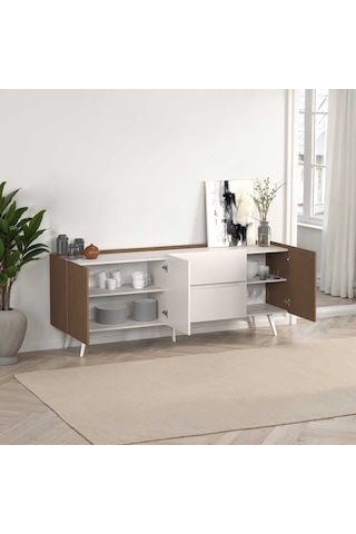 Milano 3 Kapaklı 2 Çekmeceli Konsol Vizon-zebra 210x80x44 Cm Vizon