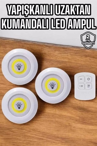 Home Mutfak Dolap Altı Işığı Uzaktan Kumandalı Yapışkanlı Kablosuz Pilli