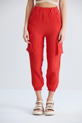 Sortie Collection Kargo Cepli Gofre Pantolon Nar-nar Narçiçeği