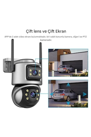 8mp 4k Ultra Hd Suya Dayanıklı Çift Lensli Ip Güvenlik Kamerası