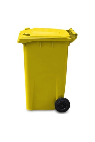 3 Adet Sari Plastik Çöp Konteyneri 240 Litre - Isıya Karşı Dayan Sarı