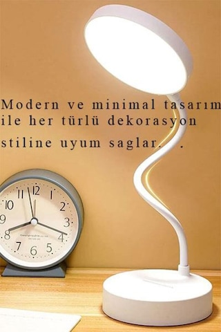 Dokunmatik Şarjlı Masa Lambası Dimlenebilir Işık Beyaz Renk