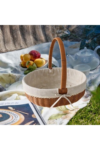 Homyl Taklit Rattan Piknik Sepeti Dokuma Meyve Stil C