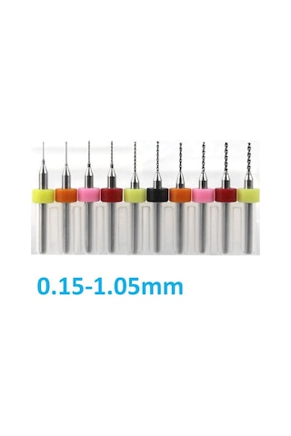 Dremel İçin 0.15-1.05mm Pcb Tungsten Karbür 10 Lu Mikro Matkap Ucu Set