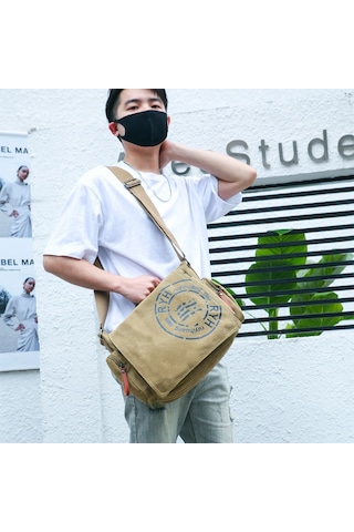 Çok Bölmeli Şık Kanvas Omuz Çantası Mh3323 Kahverengi