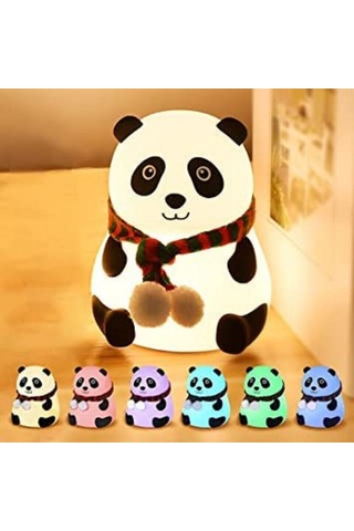 Panda Lamba, Panda Dokunmatik Silikon Lamba, Çocuk Yatak Odası İçin 7 Renk Değiştiren Işık
