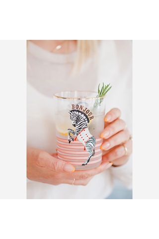 Zebra Pembe Cam Su Bardağı 500 Ml