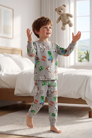 Zuzunga Computer Game Desenli Erkek Çocuk Pijama Takımı Gri