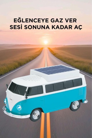 Bluetooth Hoparlör Retro Araba Vosvos Tasarımlı Solar Şarjlı Speaker D70