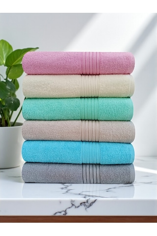 90x150 Cm Büyük Boy Banyo Havlusu 6 Lı Çok Renkli 90x150 Cm Büyük Boy Banyo Havlusu 6 Lı Çok Renkli