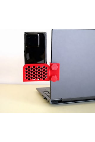 Buradabulabilirsin 3d Baskı Monitor Telefon Tutucu - Petek Desenli Laptop Kenar Telefon Tutucu-kırmızı Bbz