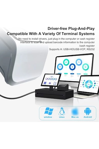 Springsun Masaüstü Barkod Ve Qr Kod Okuyucu - Otomatik Sensörlü Usb Tarayıcı Market/restoran