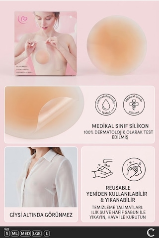 Serpilgiyim-brambling Görünmez Göğüs Ucu Kapatıcı Silikon Nipple Cover Şeffaf