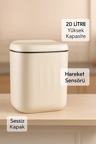 20l Sensörlü Akıllı Antibakteriyel Çöp Kovası Otomatik Kapaklı, Banyo Mutfak 4 Pil Yanında Çok Renkli