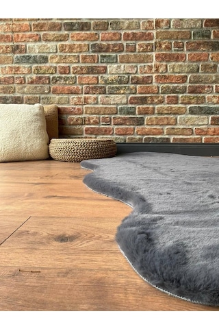 Saraz Halı Tavşan Tüyü Post Peluş Ultra Yumuşak Post Puffy Antrasit