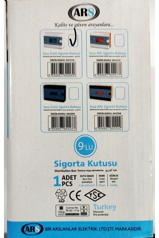 Ars 9'lu Sıva Üstü Sigorta Kutusu