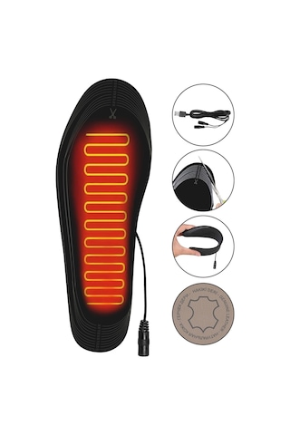 Elektrikli Taşınabilir Kablolu 35-45 Numara Deri Bej Isıtıcılı Ayakkabı Tabanlığı Bej