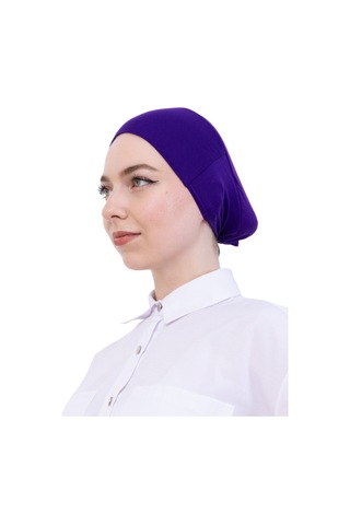 Modish Group Pratik Bone Pamuklu Tesettür İç Bone, Başörtüsü İçin Hazır Viskon Şapka, Namaz Günlük Kullanım İçin Mor