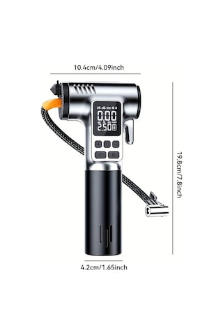 Xuweiwei Simli Siyah Kablosuz Tasinabilir Araba Hava Pompasi Led Isik Usb-c Sarj 18650 Lityum Pil Guvenlik Cekici Kemer Kesici Arac Lastikleri Icin