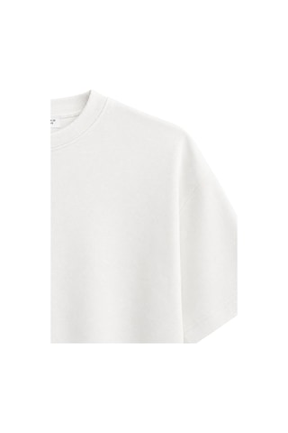 Mixray 2101 Kadın Bisiklet Yaka Soft Oversize Basic Modal T-shirt Beyaz