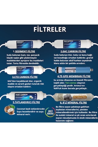 13 Aşamalı 8 L Çelik Tanklı Pompalı Multimineralli Su Arıtma Cihazı Premium Seri