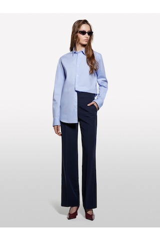Sisley Viskoz Karışımlı Normal Bel Bol Paça Pantolon Kadın Lacivert Pantolon - 325a4kvxlf02ı