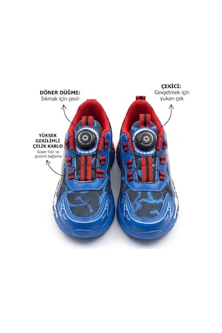 Mcdark Çocuk Otomatik Bağcıklı Figürlü Sneaker Ayakkabı-mavi