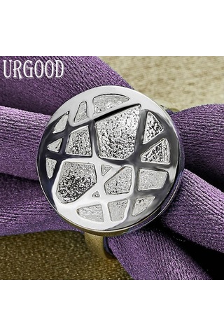 925 Ayar Gümüş Desenli Yuvarlak Yüzük Güzel Hediye Takı 10