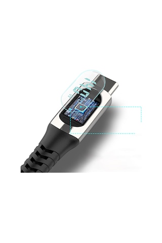 Micflip A08 Dijital Led Ekranlı Type-c To Type-c Pd Data Ve Şarj Kablosu 140w 1m Mavi