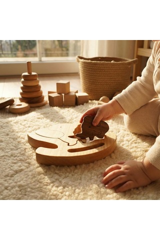 Simdale Wood İsimli Sallanan Anne Ve Yavru Fil - Ahşap Puzzle Oyuncak